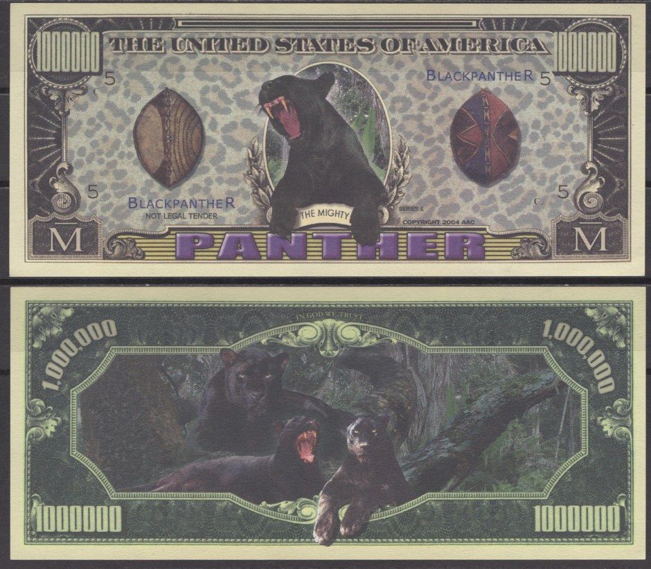 США 1000000 долларов 2004 черная пантера бумага UNC (пресс) 7197-6-3