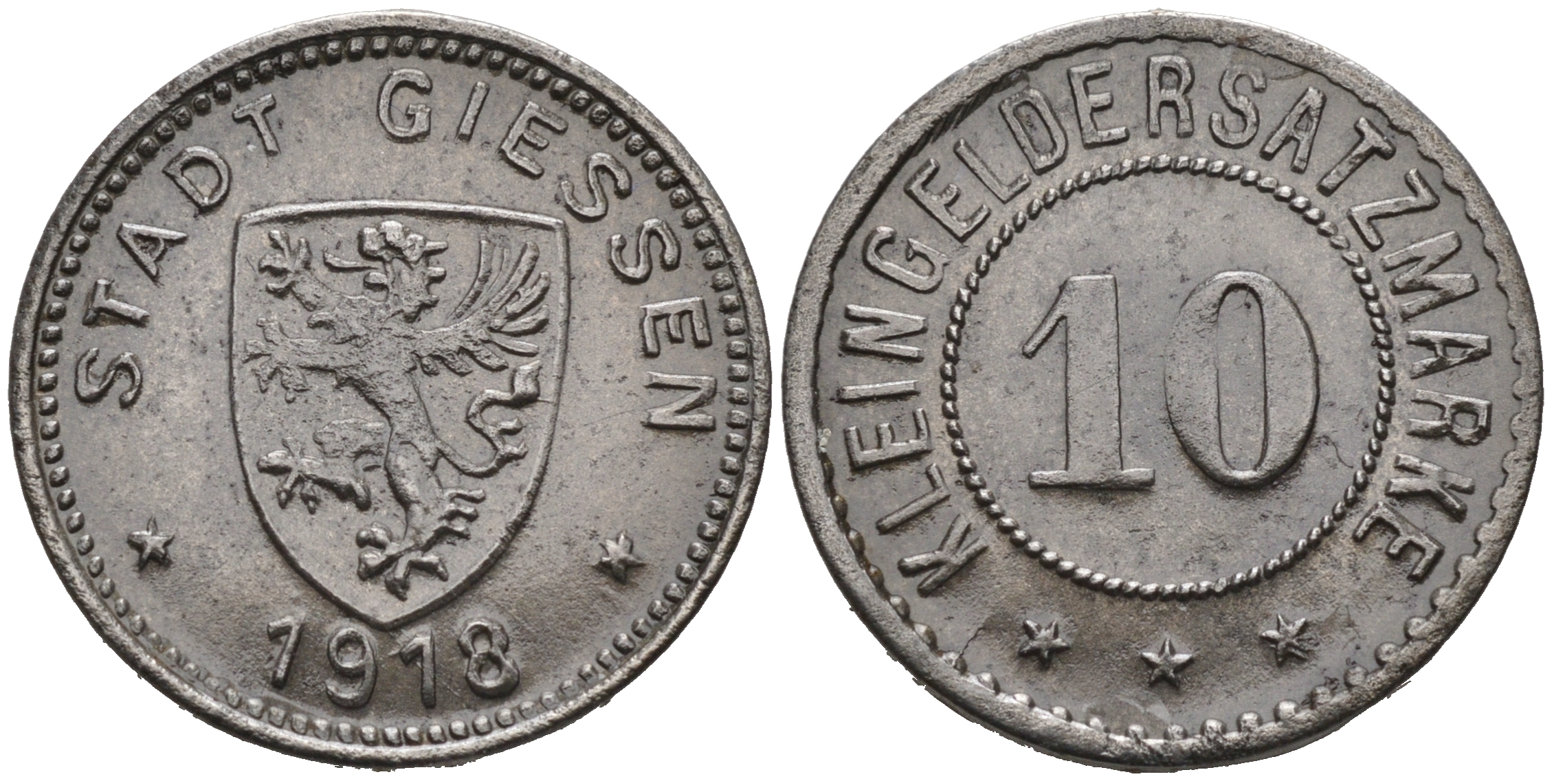 ГЕССЕН 10 ПФЕННИГОВ 1918 КЛЯЙНГЕЛЬДМАРКЕ, НОТГЕЛЬД железо 75-1465