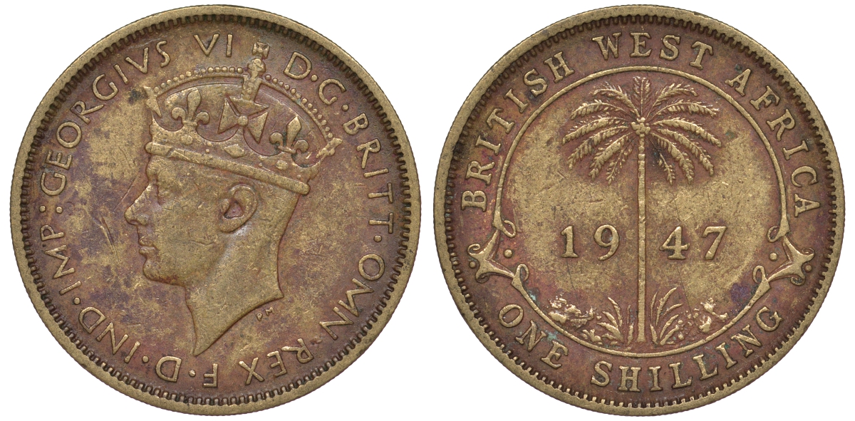 Британская Западная Африка 1 шиллинг 1947 Георг VI KM 23 никель латунь 25-1613