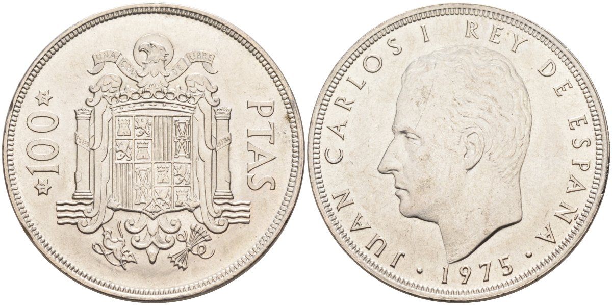 Испания 100 песет 1975 (76) M, Хуан Карлос I (1975-2014) KM 810 медно-никель  UNC   114-635