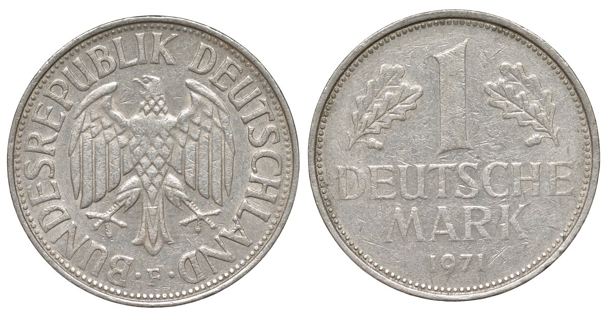 ФРГ 1 марка 1971 F KM 110 медно-никель 4132-715