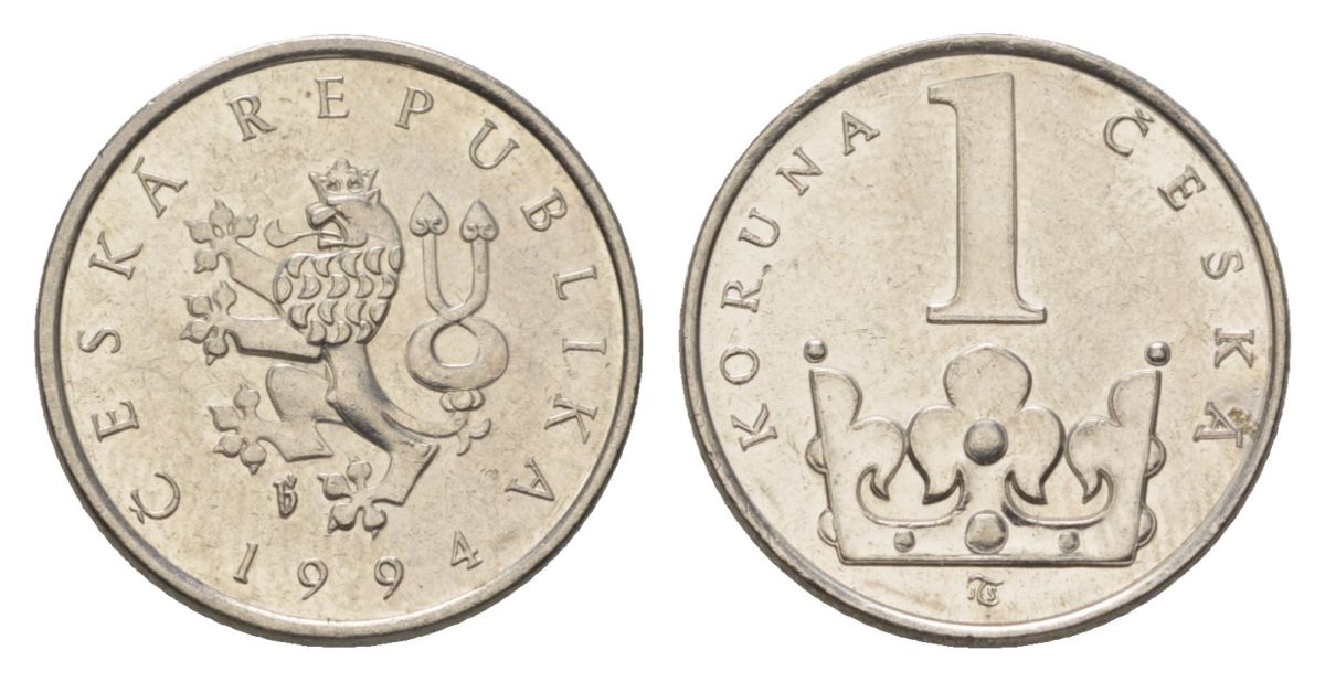 Чехия 1 крона 1994 KM 7 сталь плакированная никелем 4623-764