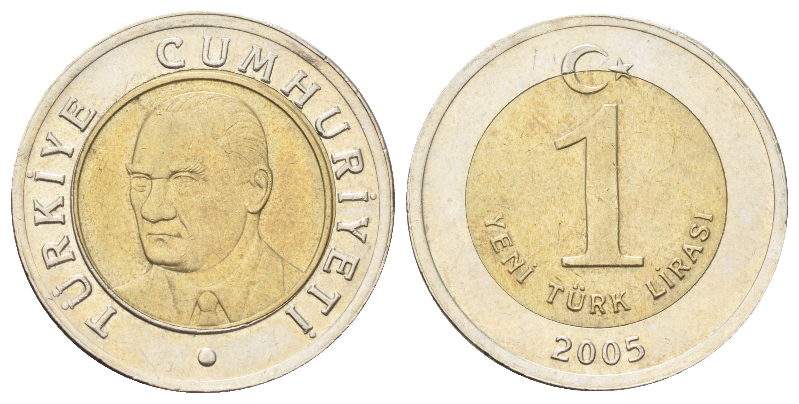 Турция 1 лира 2005 Кемаль Ататюрк KM 1169 биметалл 4699-1221