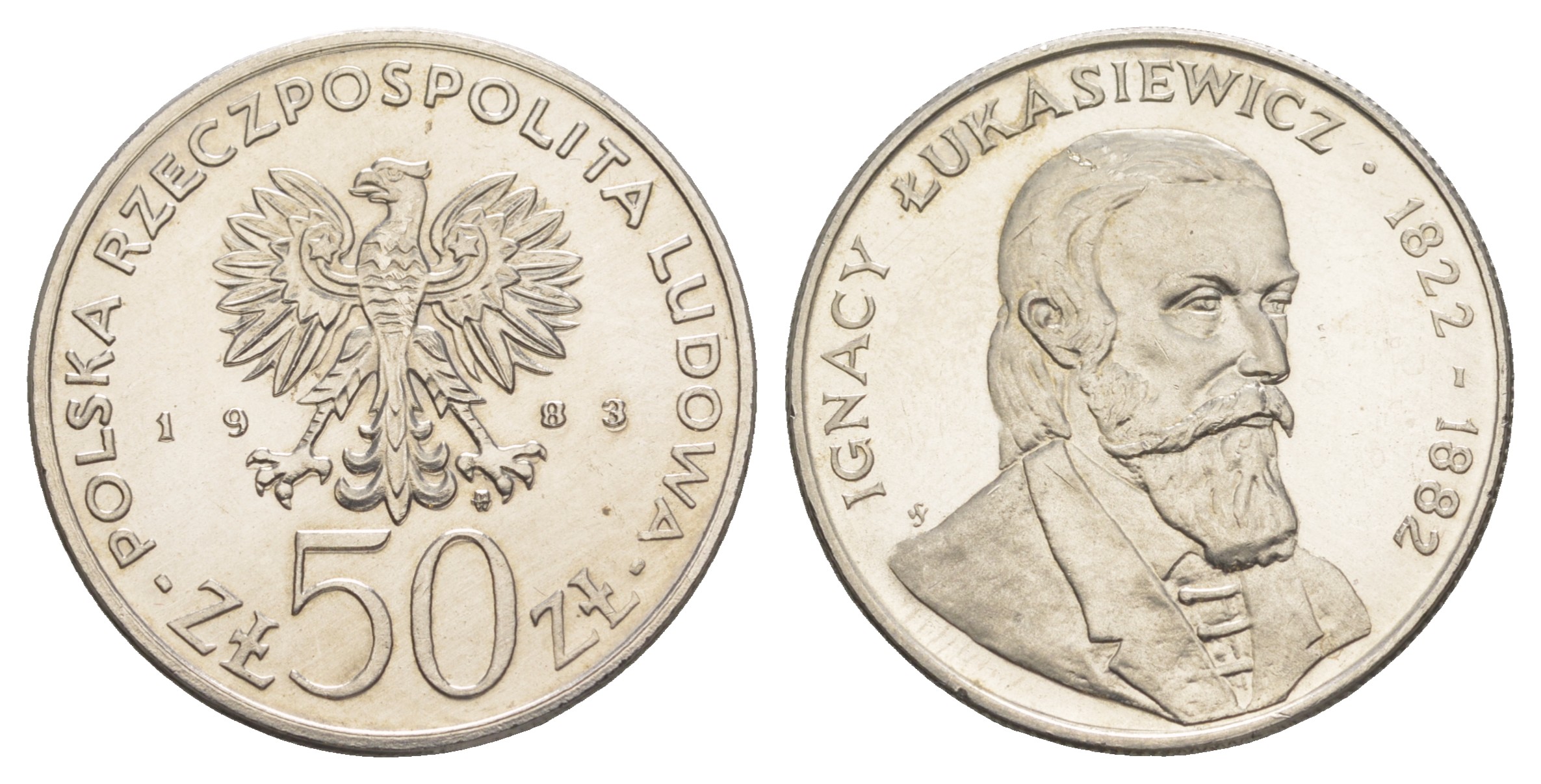 Польша 50 злотых 1983 MW, Игнатий Лукасевич KM 146 медно-никель  UNC  4634-136
