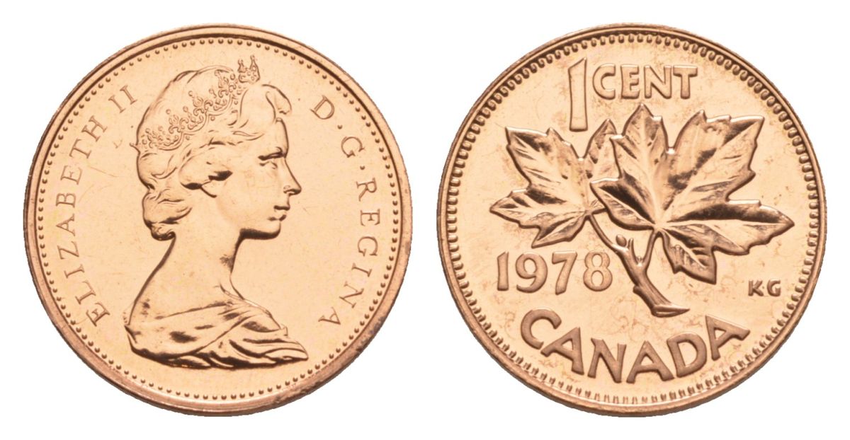 Канада 1 цент 1978 Елизавета II (1952-2022), кленовый лист KM 59.1 бронза PROOF-LIKE (BU) 4630-928