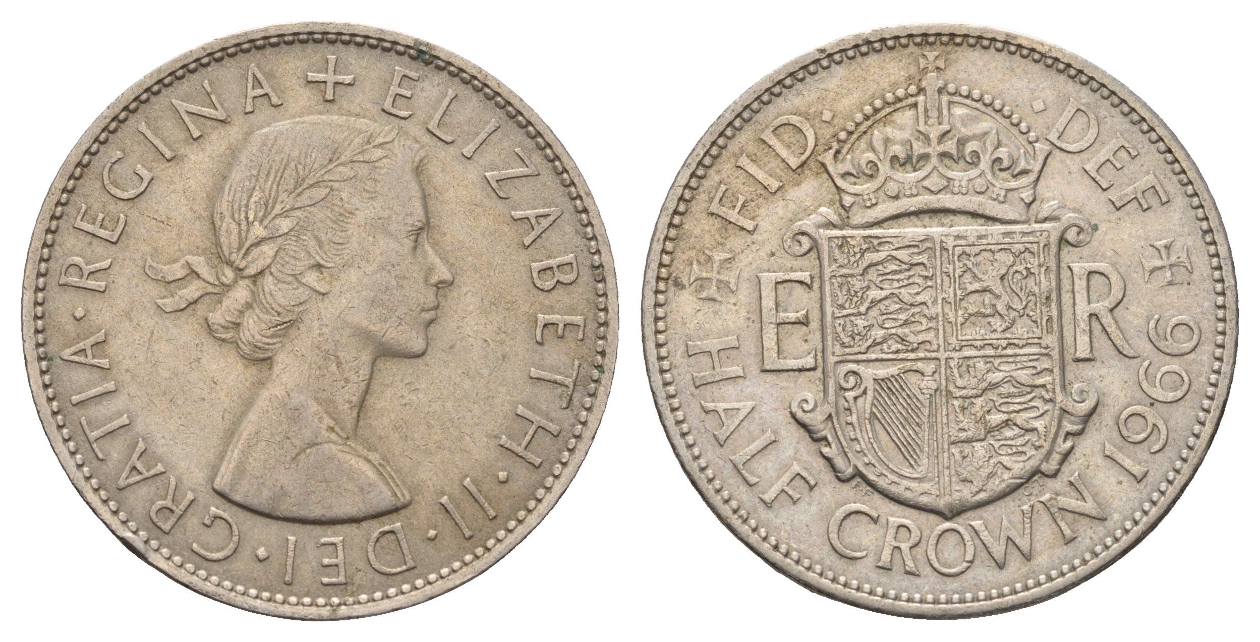 Великобритания 1/2 кроны 1966 Елизавета II (1952-2022) KM 907, Spink 4145 медно-никель 4692-741