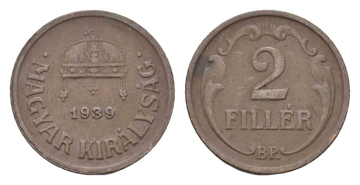 Венгрия 2 филлера 1939 BP KM 506 бронза 4664-852