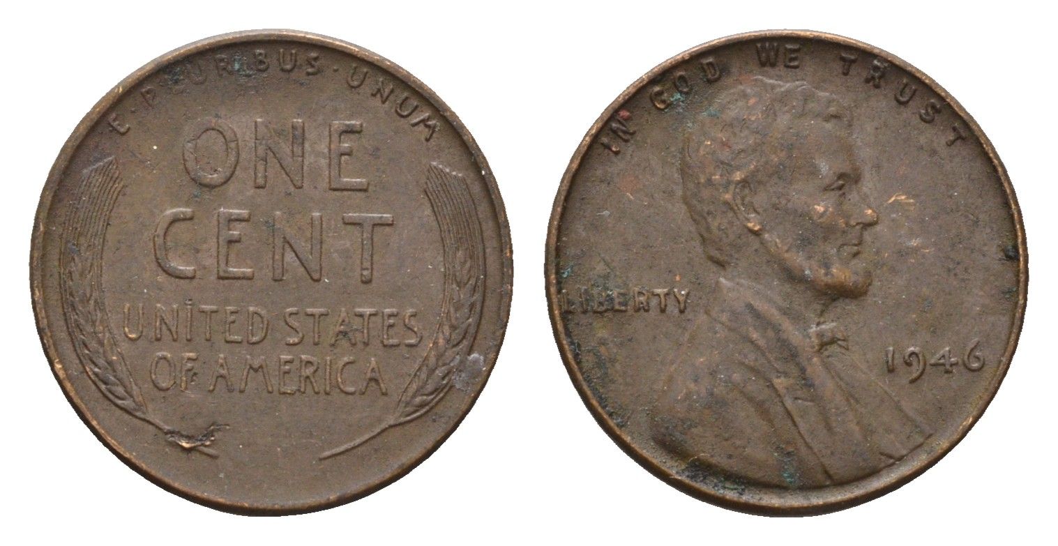 США 1 цент 1946 Линкольн KM A132 латунь 4651-664