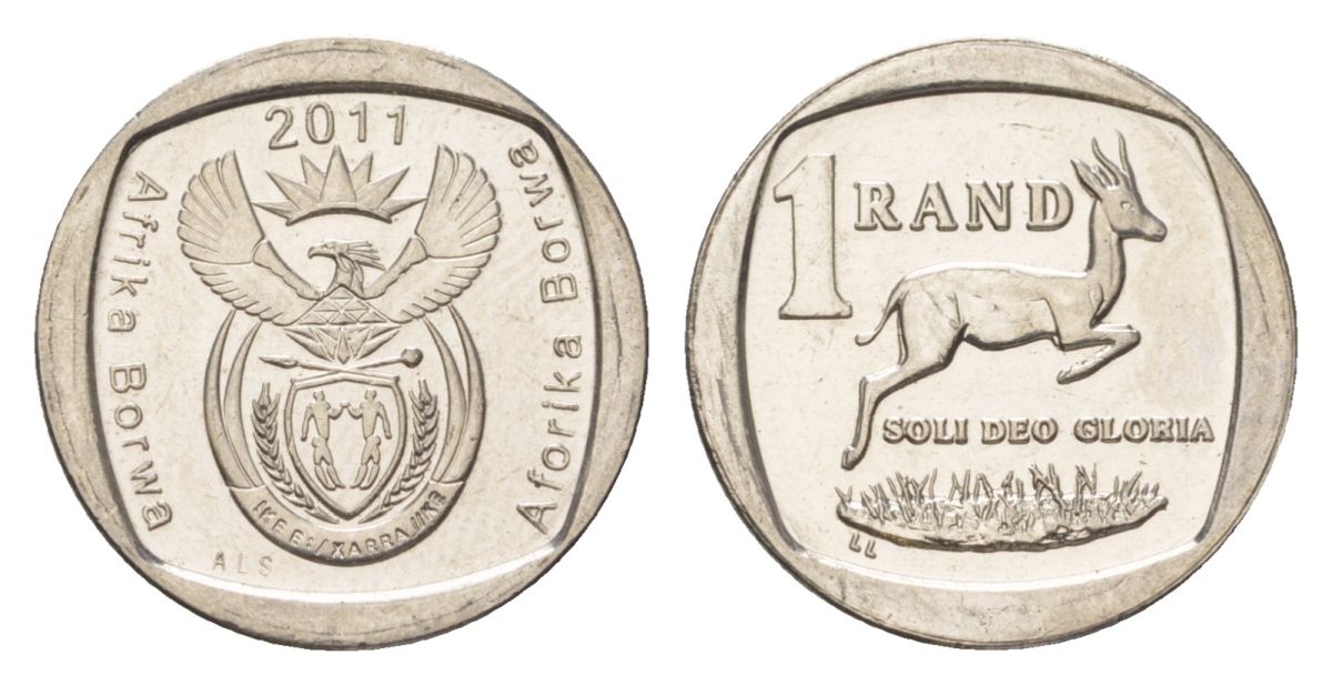 ЮАР 1 ранд 2011 KM 504 медь плакированная никелем UNC 4627-552