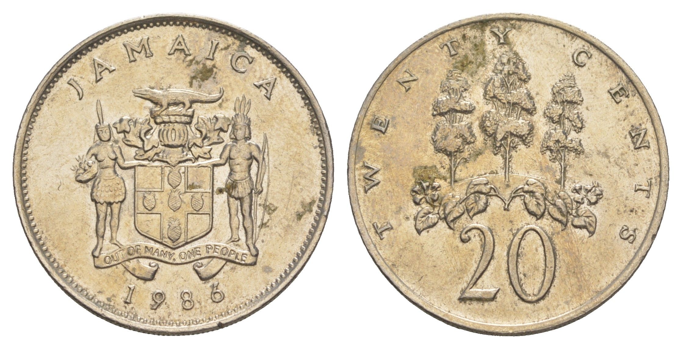 Ямайка 20 центов 1986 KM 48 медно-никель 4652-613