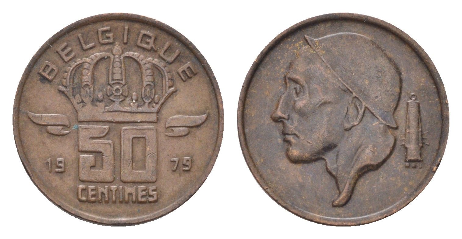 Бельгия 50 сантимов 1979 Belgique, Бодуэн I (1951-1993) KM 148 бронза 4705-228