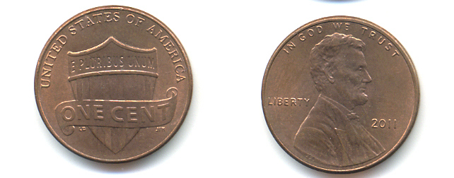 США 1 ЦЕНТ 2011 ЛИНКОЛЬН, ЩИТ KM 469 цинк плакированный медью 86-411