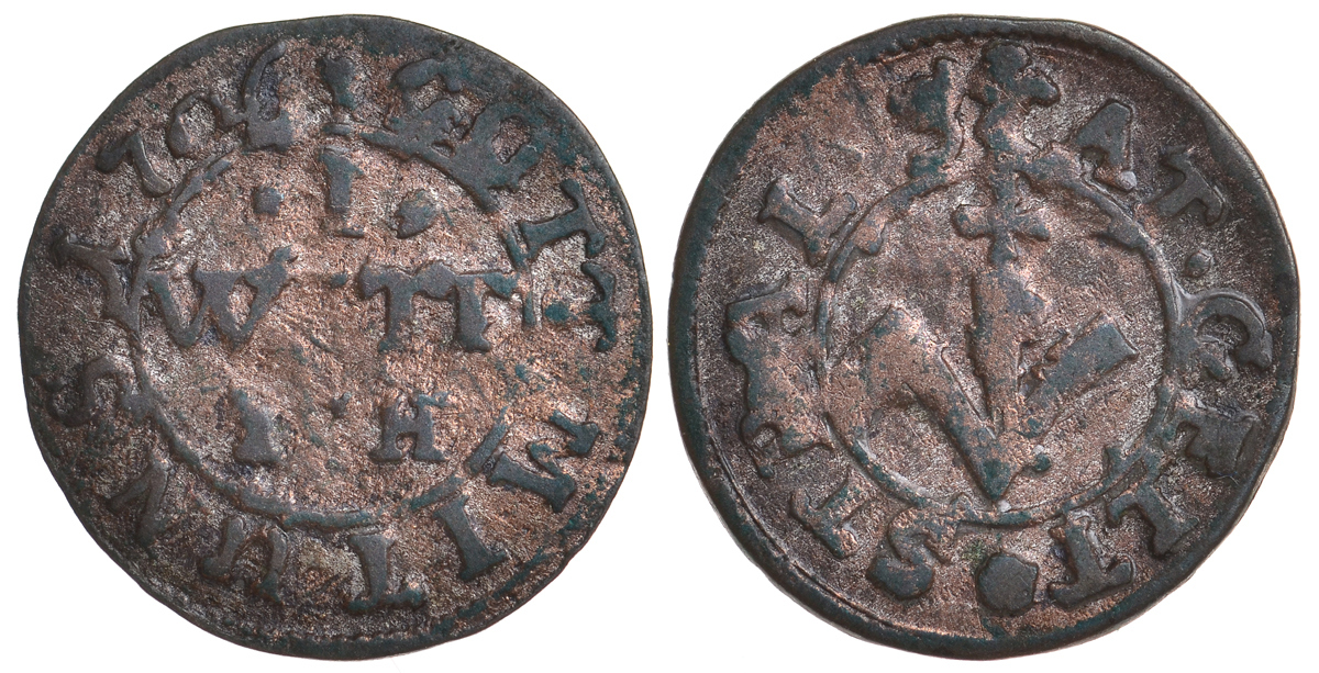 Передняя Померания, Штральзунд, Шведское правление (Шведская Померания) виттен (witten = 1/192 талера) 1706 Карл XII KM 58 серебро 413-712