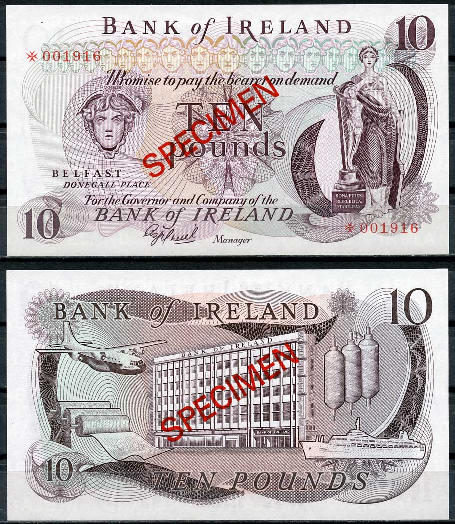 Северная Ирландия 1, 1, 5, 5, 10, 10 и 100 фунтов ND (1974-1978) образец, Specimen, № 001916 Pick 61 s, 62 s, 63 s, 64 s, 247 s, 248 s, 249 s  бумага  UNC (пресс) 451-268-1