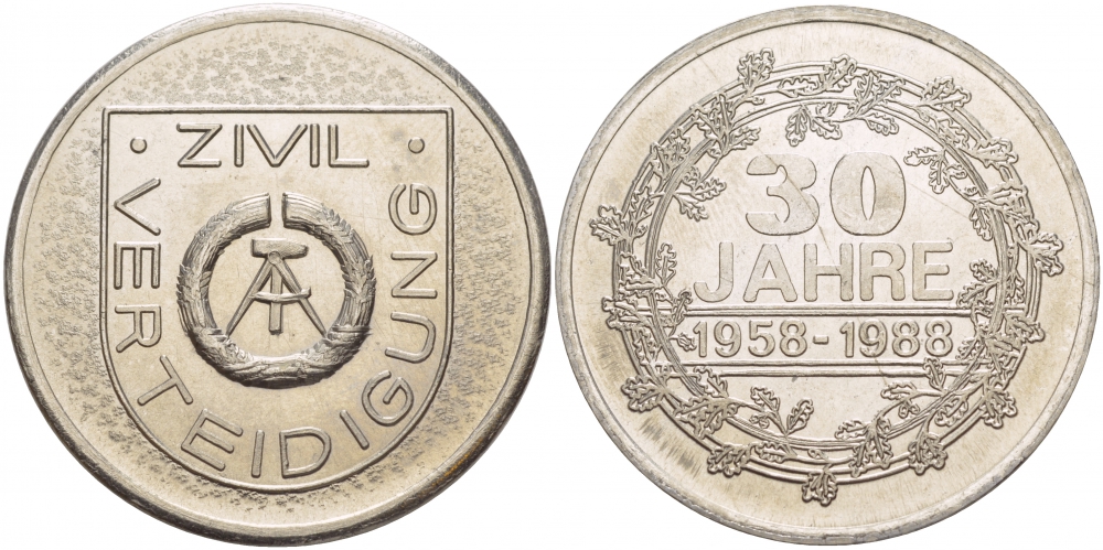 ГДР МЕДАЛЬ ND (1958-1988) 30 ЛЕТ ГРАЖДАНСКОЙ ОБОРОНЕ, ДИАМЕТР 35,5 ММ., ВЕС 23,3 ГР. медно-никель UNC 4537-812