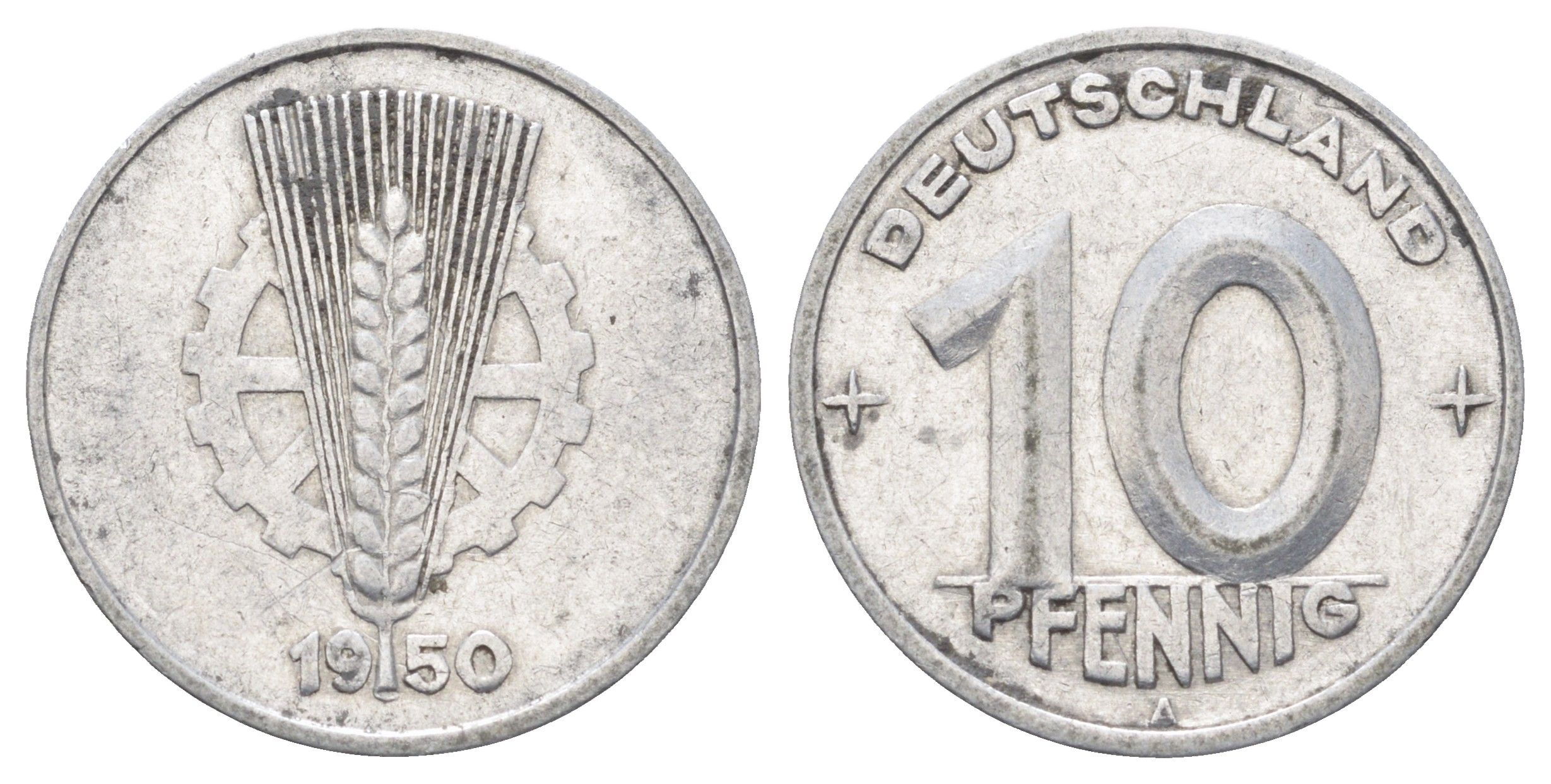 ГДР 10 пфеннигов 1950 A KM 3 алюминий 4697-623