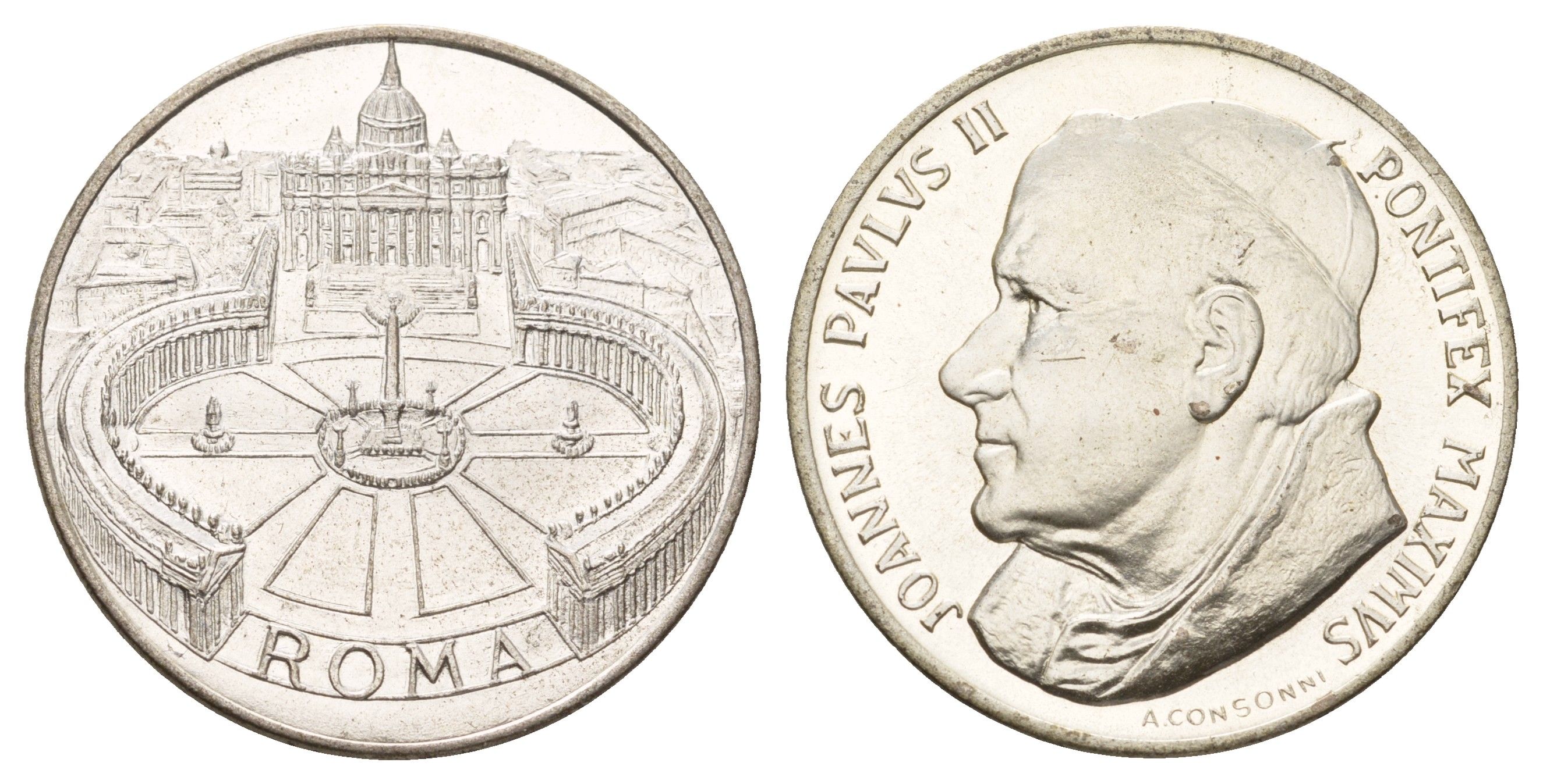 Ватикан медаль в честь избрание папой римским Иоанна Павла II ND (1978) Иоанн Павел II, Площадь Святого Петра, диаметр 34 мм, вес 13,7 гр белый металл 4583-234