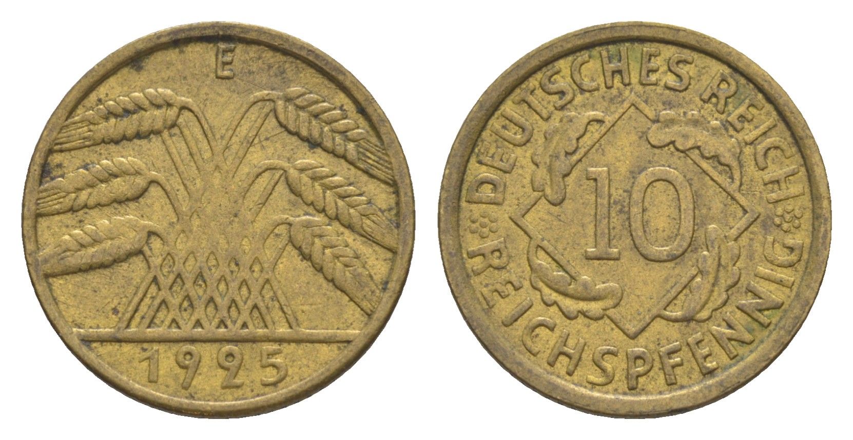 Германия 10 рейхспфеннигов 1925 E KM 40, J. 317 алюминиевая бронза 4644-1231