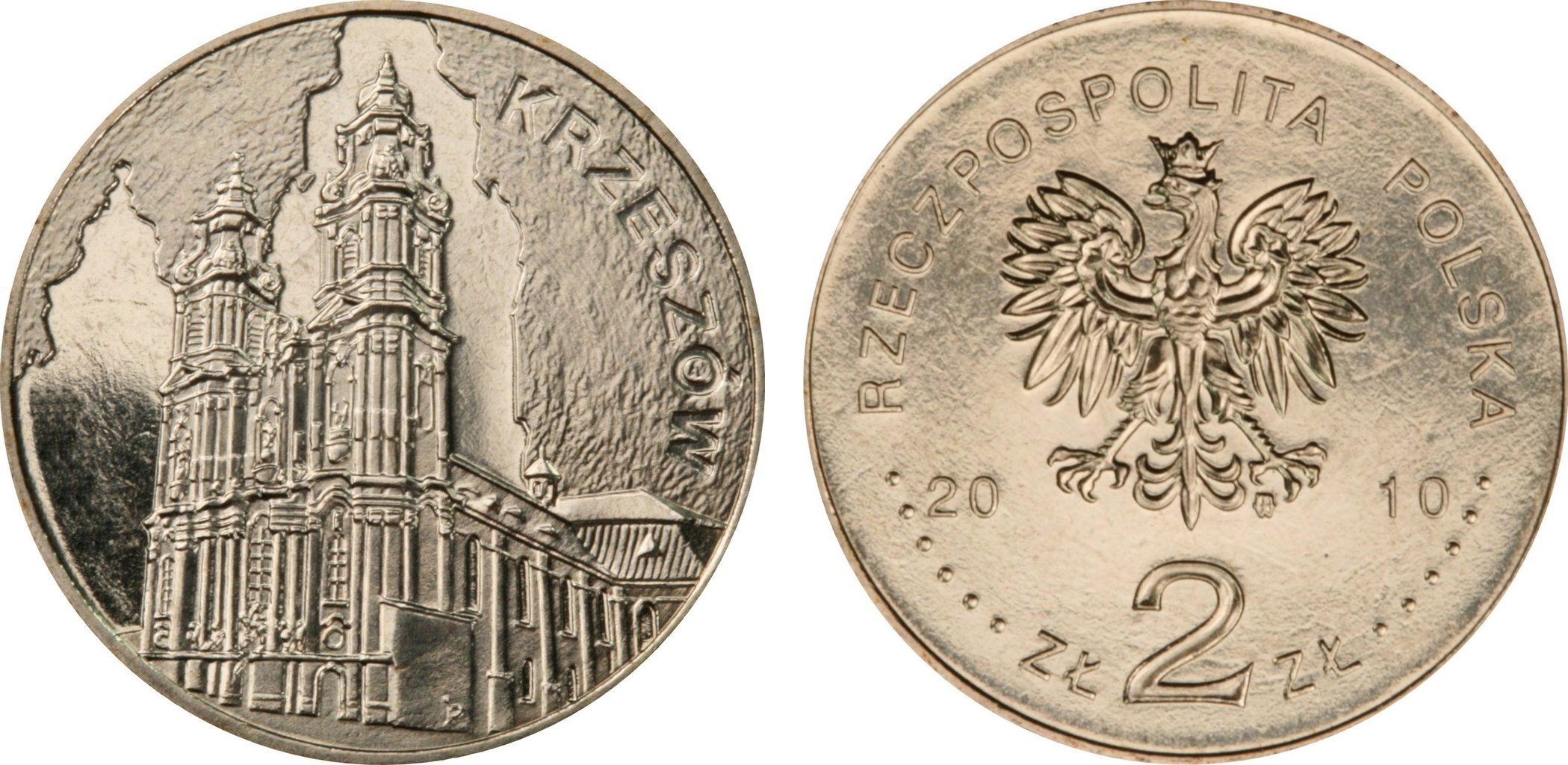 Польша 2 злотых 2010 MW, серия польские города, Кшешув (Krzeszow) KM 744 нордик UNC 4511-253