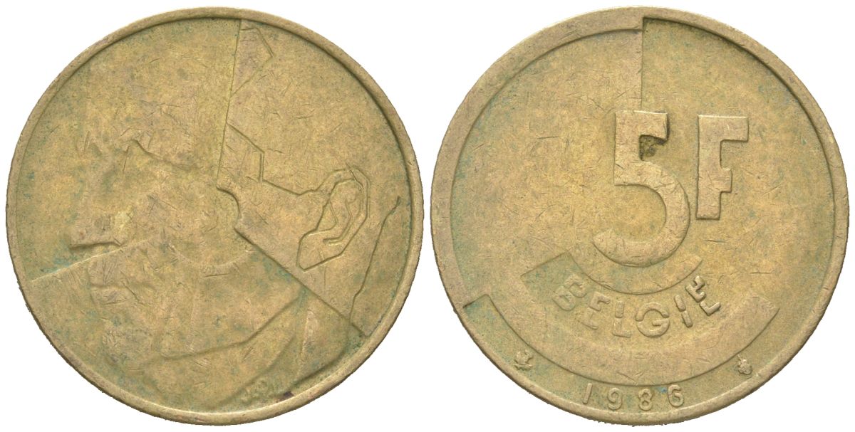 Бельгия 5 франков 1986 Belgie, Бодуэн I (1951-1993) KM 164 никель бронза 4616-1047