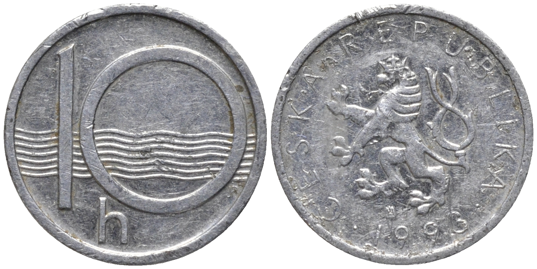 ЧЕХИЯ 10 ГЕЛЛЕРОВ 1993 KM 6 алюминий 4532-965