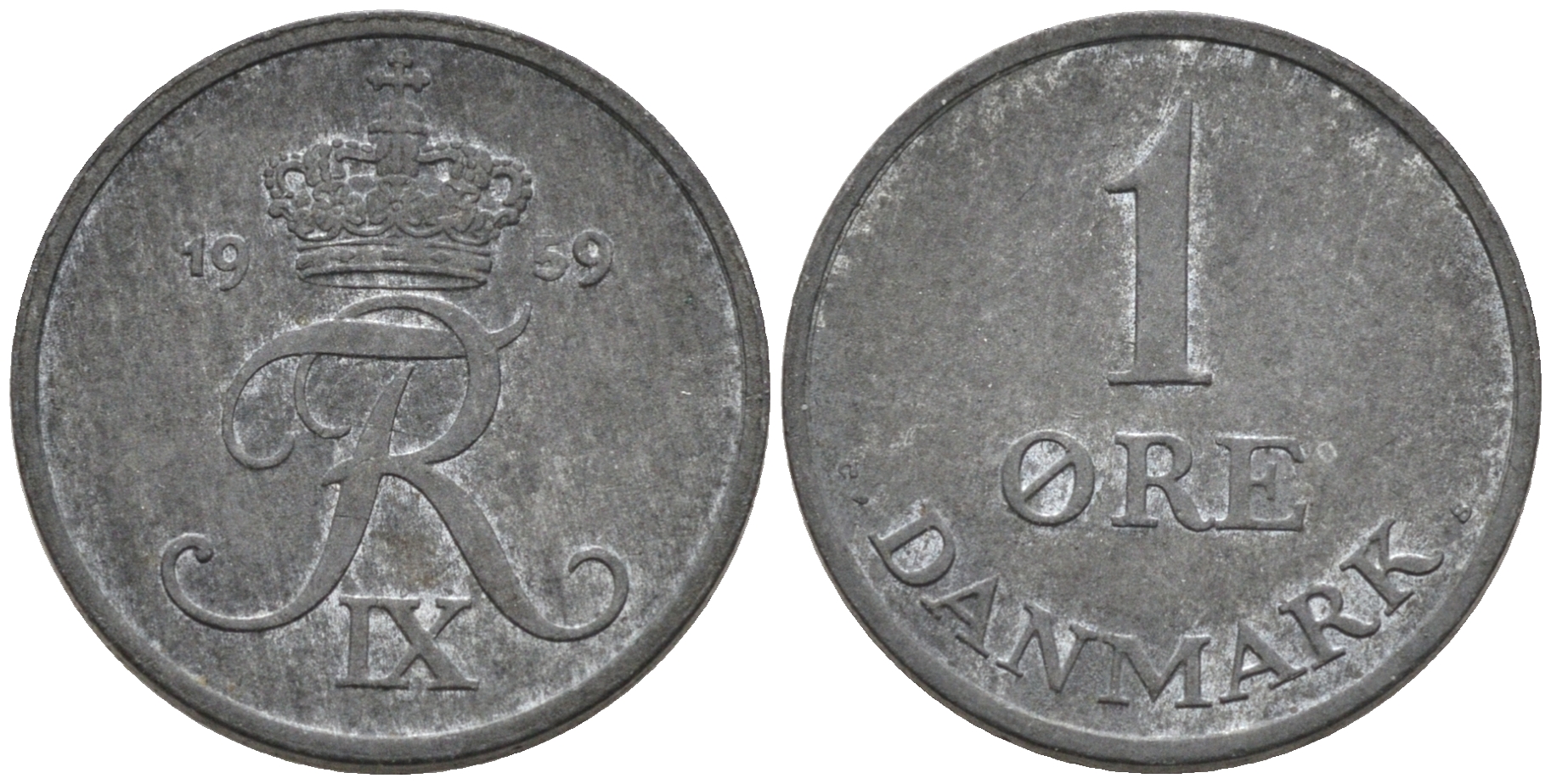 ДАНИЯ 1 ЭРЕ 1959 С; S, ФРЕДЕРИК IX (1947-1972) KM 839.2 цинк 4564-1141