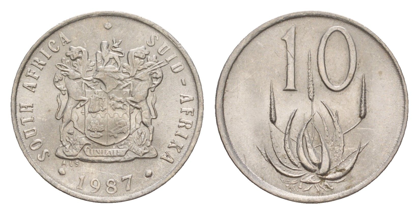 ЮАР 10 центов 1987 KM 85 никель 4651-816