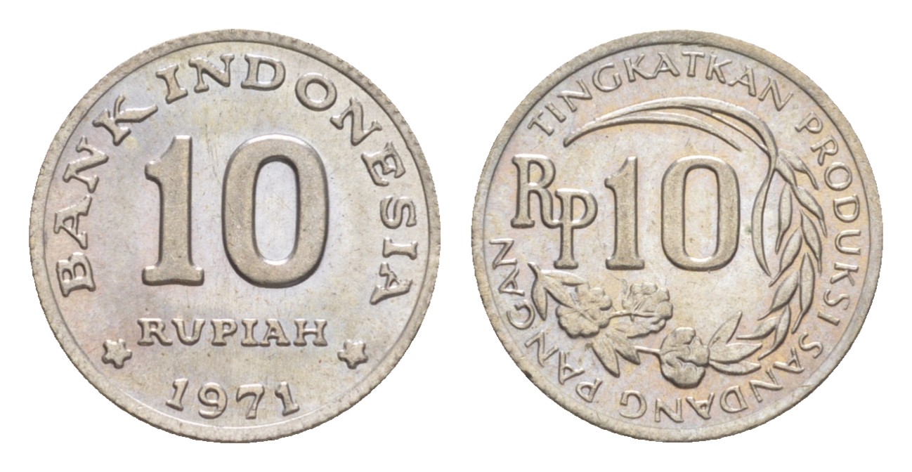 Индонезия 10 рупий 1971  KM 33 медно-никель  UNC  M67-03