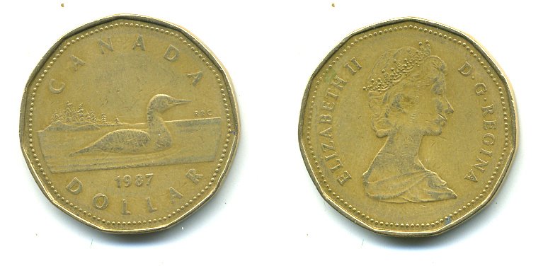 Канада 1 доллар 1987 Елизавета II (1952-2022), утка KM 157 никель плакированный алюминиевой бронзой 59-715