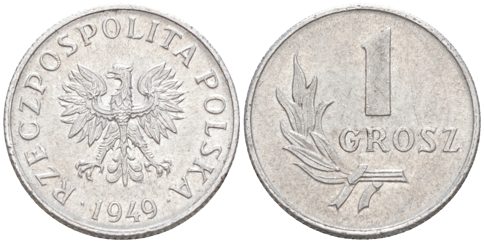 ПОЛЬША 1 ГРОШ 1949 KM 39 алюминий 187-556