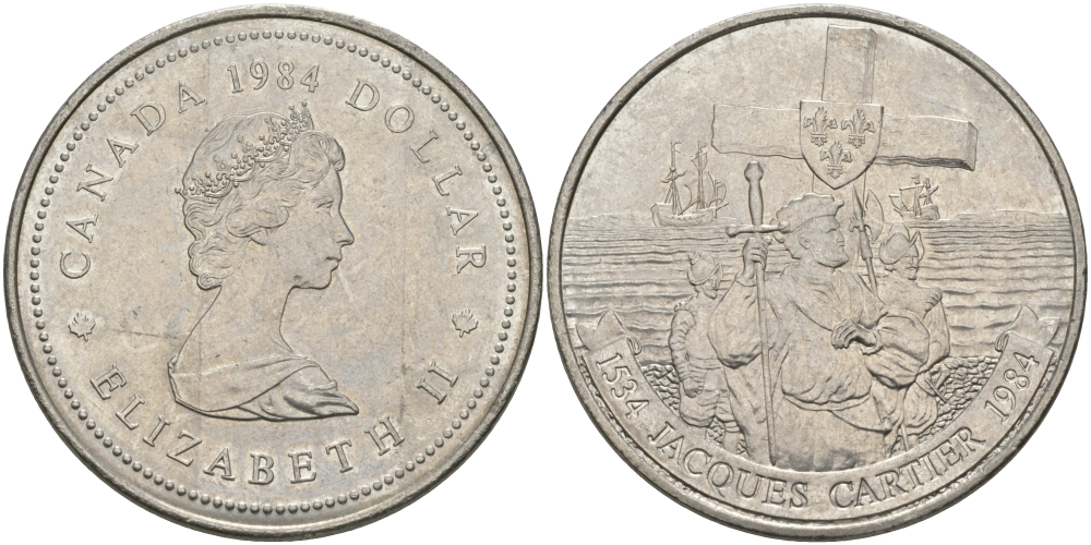 Канада 1 доллар 1984 Жак Картье KM 141 никель UNC 97-136