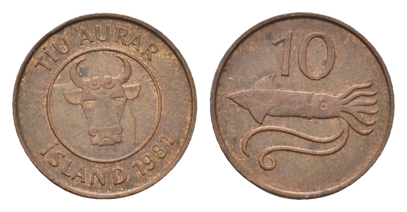 Исландия 10 эйре 1981 KM 25 бронза 4690-734