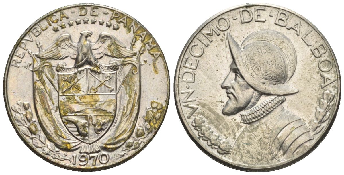 Панама 1/10 бальбоа 1970  KM 10 медь плакированная медно-никелем  aUNC  4609-911
