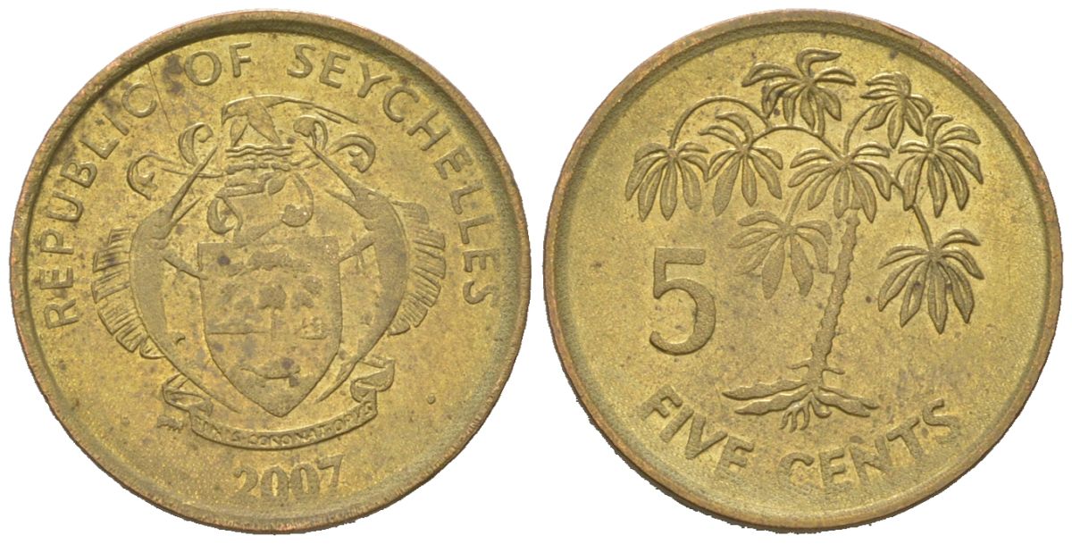 Сейшельские Острова (Сейшелы) 5 центов 2007 KM 47a сталь плакированная латунью 4618-1153