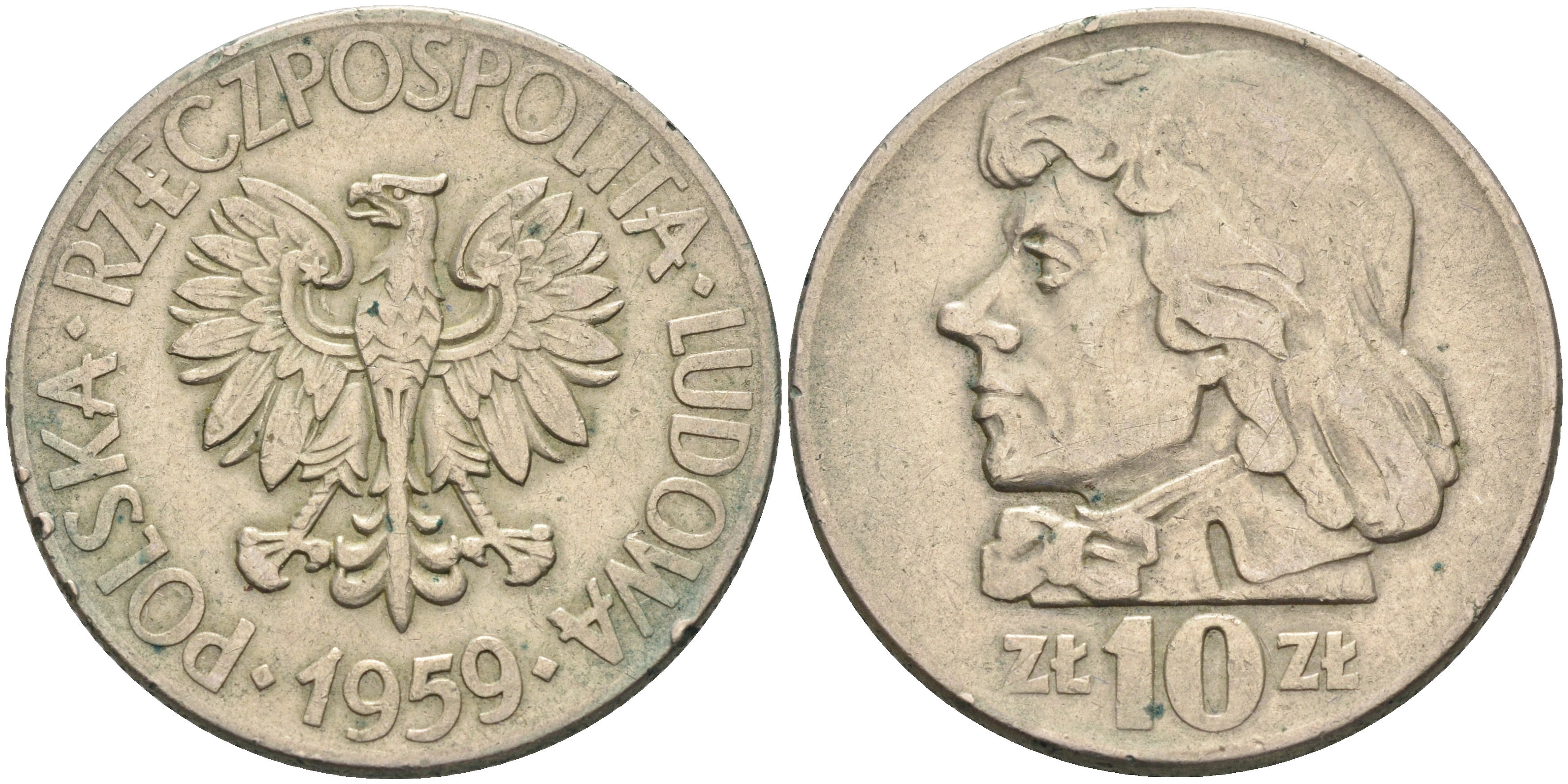 Польша 10 злотых 1959 MW, Тадеуш Костюшко, первый год KM 50 медно-никель    4149-134