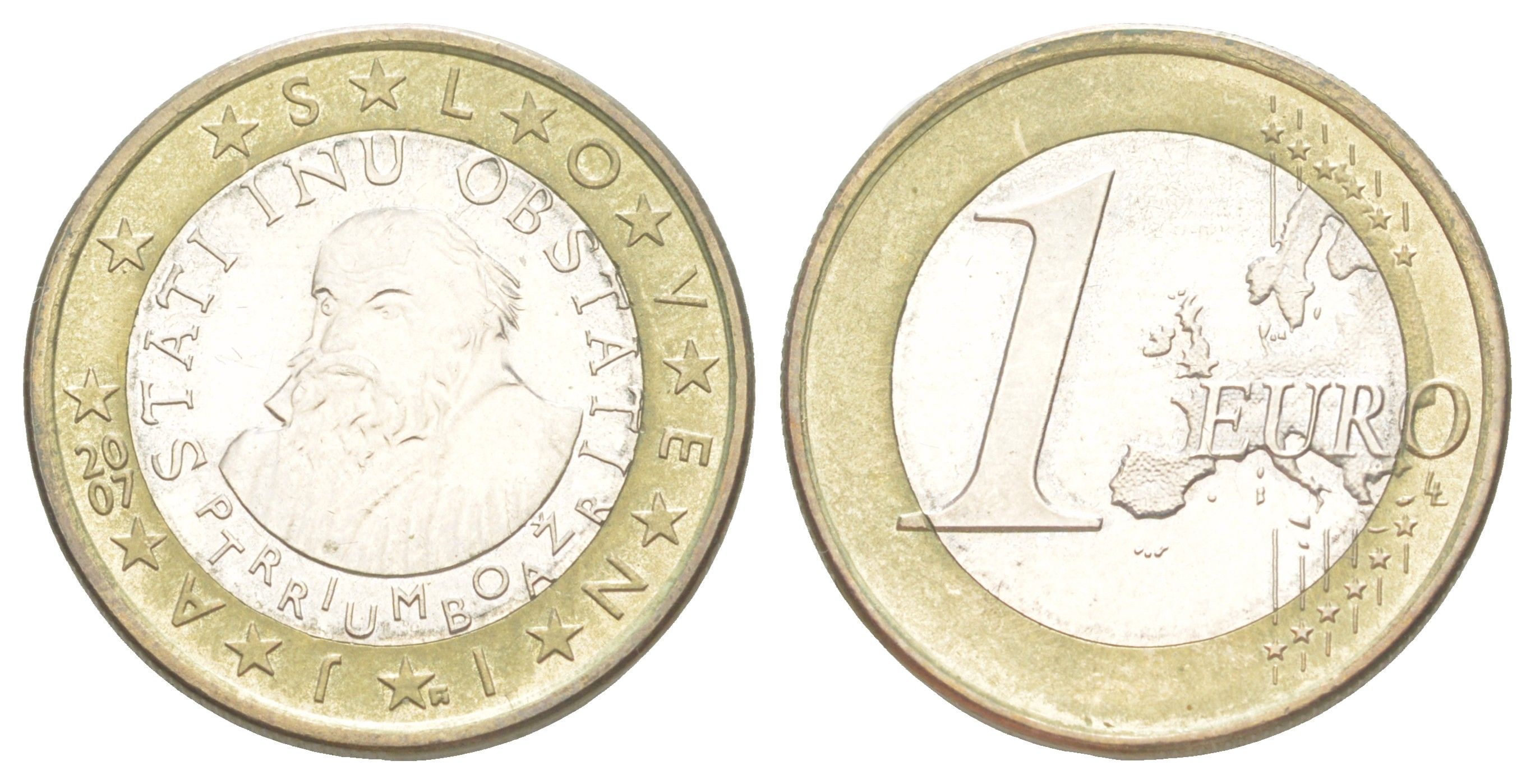 Словения 1 евро 2007 KM 74 биметалл UNC 4646-521