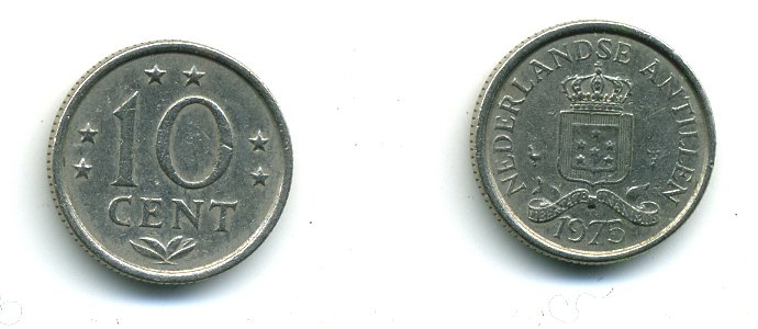 Нидерландские Антилы 10 центов 1975 Юлиана (1948-1980) KM 10 никель 46-1124