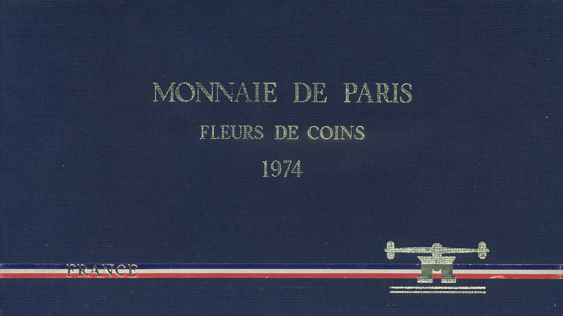 Франция набор из 9 монет 1974 в оригинальной коробке с сертификатом в запайке KM SS 11 серебро BUNC 4-3-3-23
