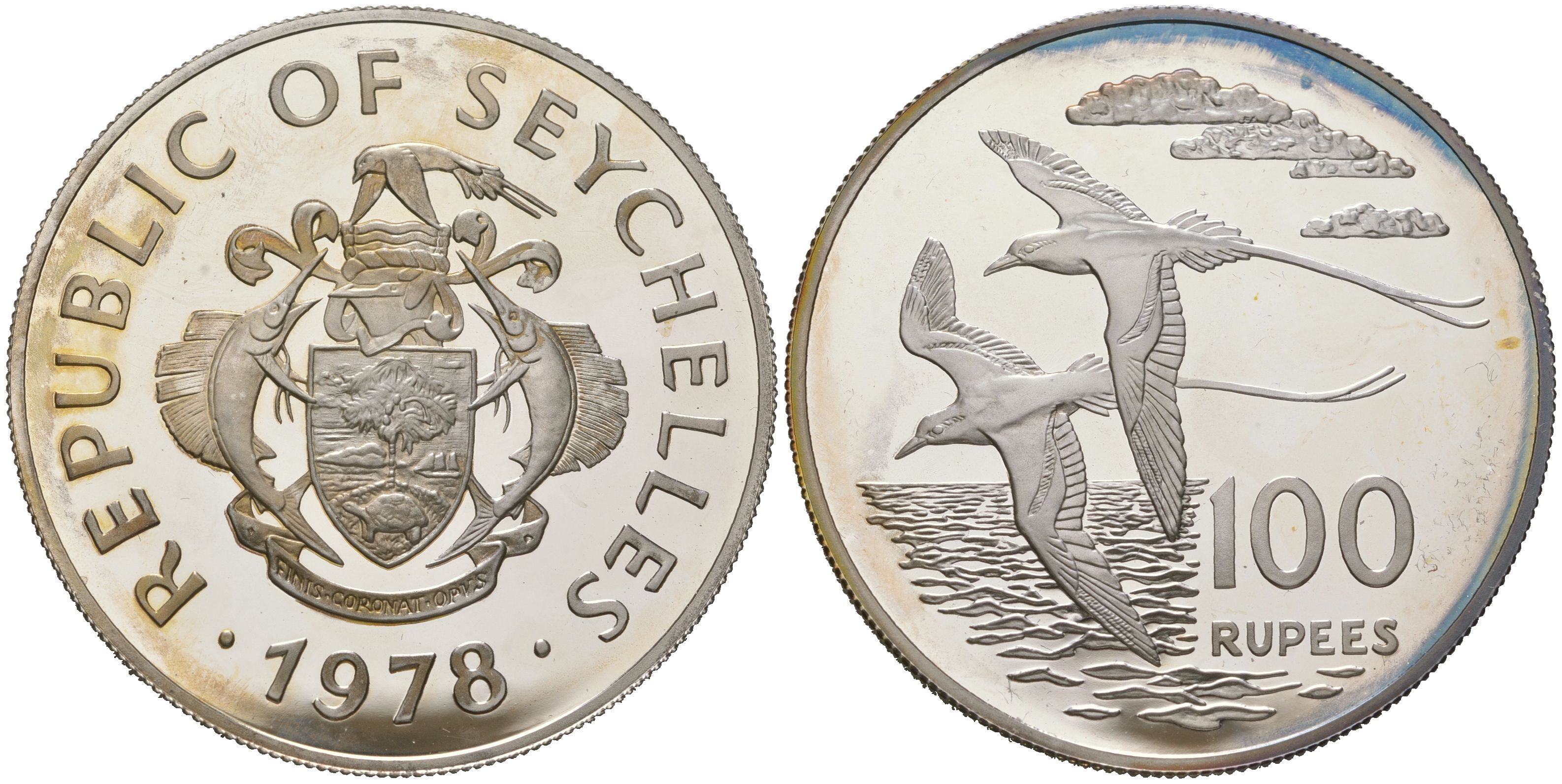 Сейшельские Острова (Сейшелы) 100 рупий 1978 Охрана природы KM 40 серебро PROOF 11-321-23