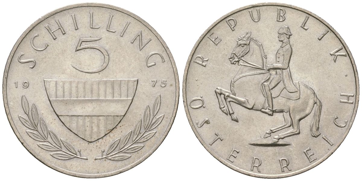 Австрия 5 шиллингов 1975 KM 2889a медно-никель 4589-453