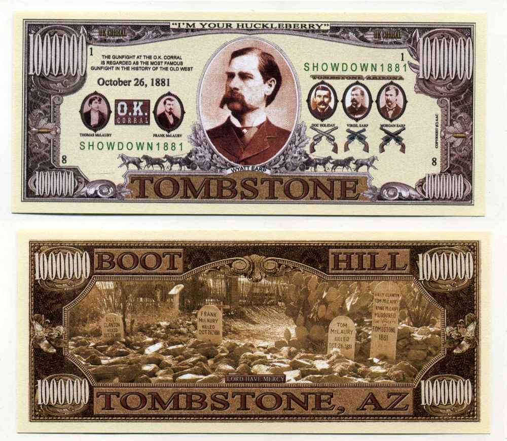 США 100000 ДОЛЛАРОВ ND СУВЕНИРНАЯ БАНКНОТА, КНИГА АВТОРА КРАМЕРА СТЕЙСА TOMBSTONE бумага UNC (ПРЕСС) 8588-63-3-1