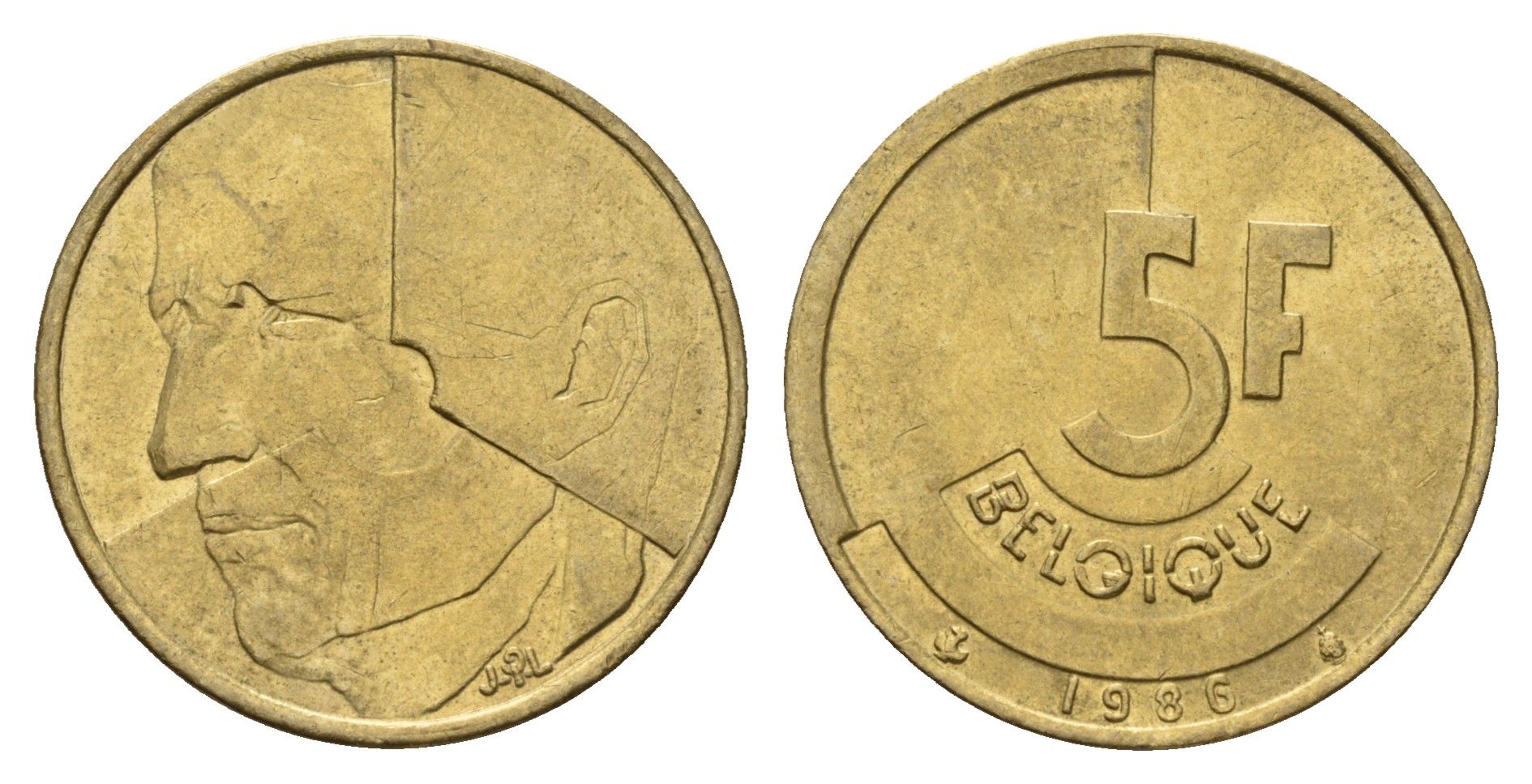 Бельгия 5 франков 1986 Belgique, Бодуэн I (1951-1993) KM 163 алюминиевая бронза 3459-852