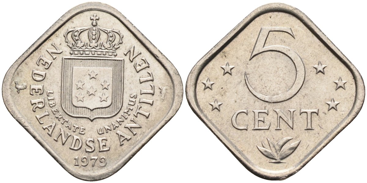 Нидерландские Антилы 5 центов 1979 Юлиана (1948-1980) KM 13 медно-никель 4586-741