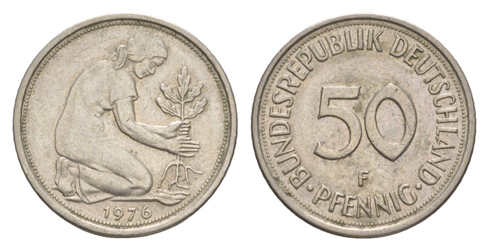 ФРГ 50 пфеннигов 1976 F KM 109, J. 384 медно-никель 4611-132