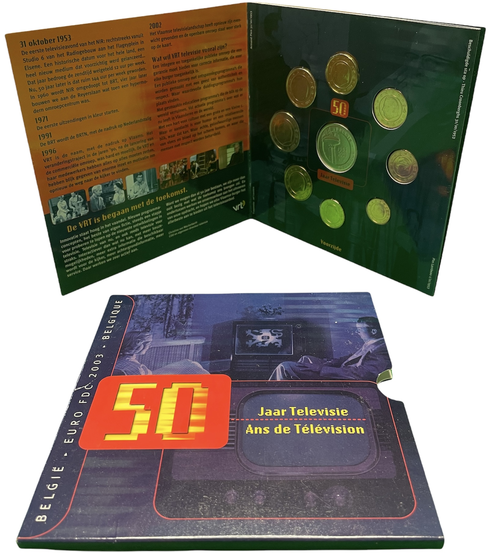 Бельгия набор из 8 монет (1, 2, 5, 10, 20 и 50 евроцентов; 1 и 2 евро) и жетона монетного двора 2003 официальный набор, в оригинальной упаковке KM MS19 (224, 225, 226, 227, 228, 229, 230 и 231)   BU   6-5-3-23