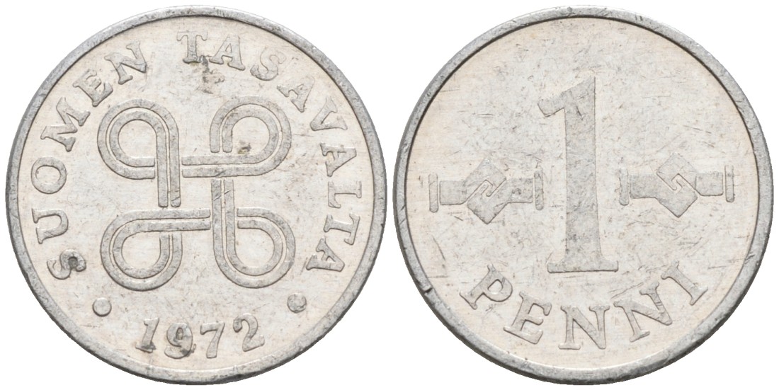 Финляндия 1 пенни 1972 KM 44а алюминий 192-1259