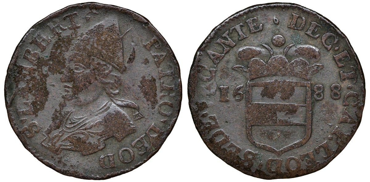 Льеж, Епископство 1 лиард 1688 Льежское епископство (1650 - 1794) KM 95 медь 4132-1136