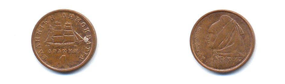 Греция 1 драхма 1988 Ласкарина Бубулина (1771-1825) героиня греческой революции 1821 года, парусник KM 150 медь 4379-862