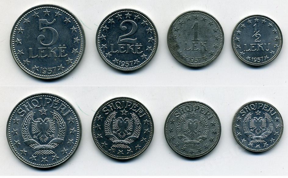 Албания лот из 4 монет 1957 (1/2, 1, 2, 5 лек) KM 35, 36, 37, 38 цинк M75-18