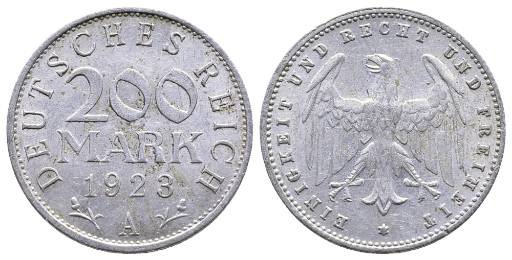 ГЕРМАНИЯ 200 МАРОК 1923 A KM 35, J. 304 алюминий 4380-455